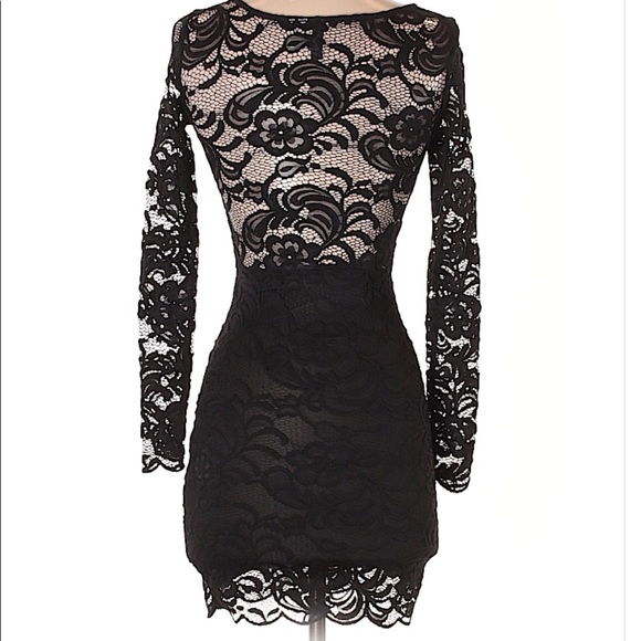 H&M DIVIDED Black Lace LONG SLEEVE DRESS Size 14 - Picture 8 of 8